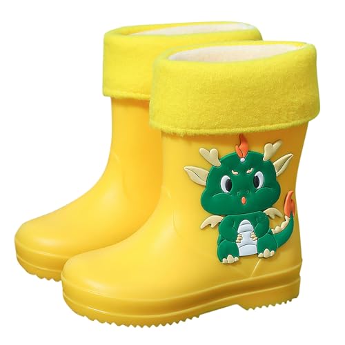 Luadnysin Unisex Gummistiefel Kinder Federleichte Halbschaft Kinderstiefel Leichte Wasserdichte Stiefeletten Regenschuhe Rain Boot Kids Gelb 29.5 von Luadnysin