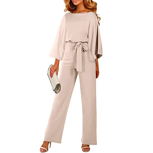 Overall Damen Elegant Overall Romper Strampler Lässiger Ladies Festlich Brautmutter Anzug Elegant Locker Lang Playsuit Jumpsuit Baggy Eleganter Hosenanzug Cocktail Party Festlich Overalls von Luadnysin