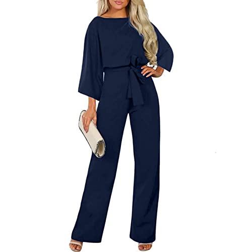 Overall Damen Elegant Overall Romper Strampler Lässiger Ladies Festlich Brautmutter Anzug Elegant Locker Lang Playsuit Jumpsuit Baggy Eleganter Hosenanzug Cocktail Party Festlich Overalls von Luadnysin