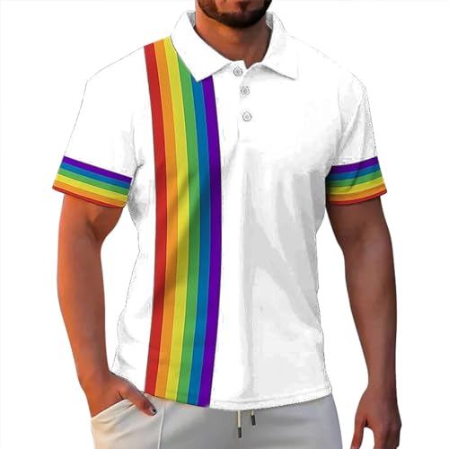 Pride Shirt Herren Regenbogen Tshirt Kurzarm Poloshirt Gay Pride LGBT Regenbogen-Flaggenmuster Herren Poloshirts Hawaii Strand Surfer Shirt mit 3-Buttons Tshirt Pride Outfit Herren Weiß XL Pride Shirt Herren Regenbogen Tshirt Kurzarm Poloshirt Gay Pride LGBT Regenbogen-Flaggenmuster Herren Poloshirts Hawaii Strand Surfer Shirt mit 3-Buttons Tshirt Pride Outfit Herren Weiß XL von Luadnysin