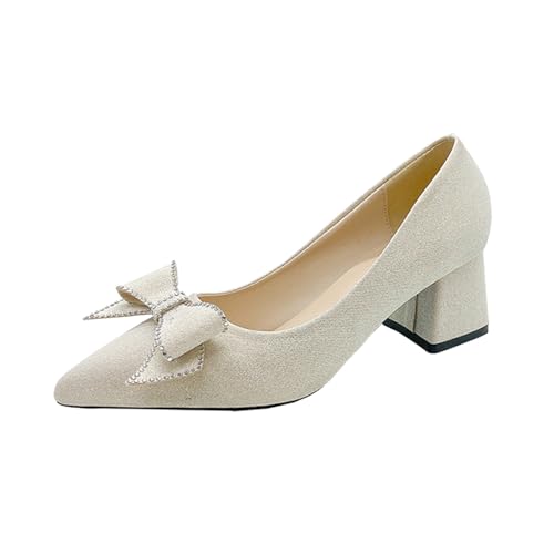Pumps Damen Absatzschuhe Bequem Elegant Brautschuhe Dirndl Kleid Schuhe Trachtenschuhe Mit Absatz Silber 39 von Luadnysin