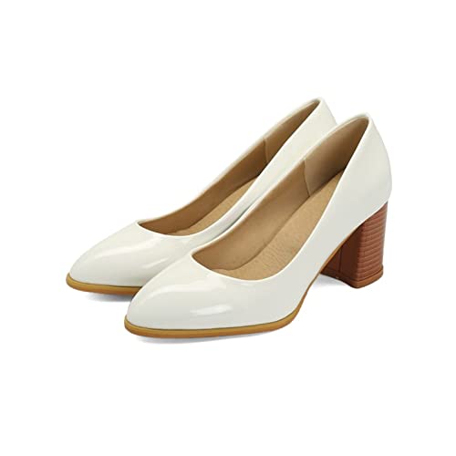 Pumps Damen Bequem Chunky Hochzeitsschuhe Dirndl Kleid Schuhe Trachtenschuhe Mit Absatz Weiß 39 von Luadnysin