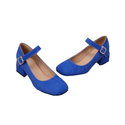 Pumps Damen Bequem Dicker Absatz Halbschuhe Mary Jane Schuhe Elegant Absatzschuhe Brautschuhe Arbeit Pumpen Trachtenschuhe Dirndl Kleid Blau 37 von Luadnysin