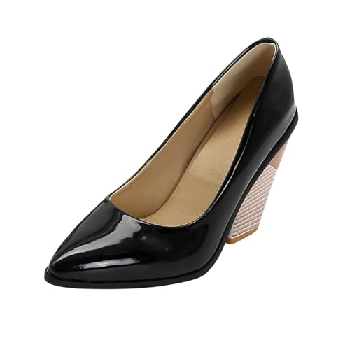 Pumps Damen Brautschuhe Bequem Chunky Absatzschuhe Dirndl Kleid Schuhe Trachtenschuhe Mit Blockabsatz Schwarz 41 von Luadnysin