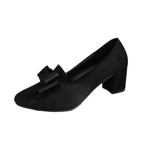 Pumps Damen Brautschuhe Elegant Bequem Dirndl Kleid Schuhe Trachtenschuhe Mit Blockabsatz Schwarz 40 von Luadnysin