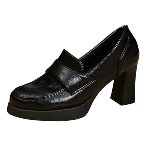 Pumps Damen Brautschuhe Elegant Chunky Dirndl Kleid Schuhe Trachtenschuhe Mit Blockabsatz Schwarz 40 von Luadnysin