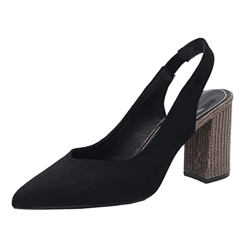 Pumps Damen Hochzeitsschuhe Elegant Chunky Dirndl Kleid Schuhe Trachtenschuhe Mit Blockabsatz Schwarz 40 von Luadnysin