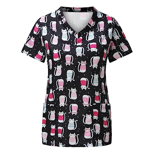 Schlupfkasack Damen Pflege, Arbeitskleidung Kurzarm Mit Taschen Tunika Shirt Kasack Altenpflege Berufsbekleidung Bunt Krankenschwester Uniformen Arbeitskittel Kittel Schlupfhemd von Luadnysin