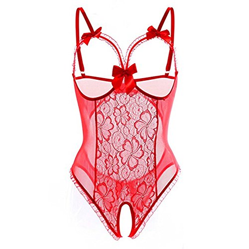 Luadnysin Sexy Dessous Damen Für Sex Sex Erotick Wäsche Reizwäsche Dessous-Sets Frauen Spitze Rot Unterwäsche Sexy Outfit Damen Body Bodysuit BH Push Up String Tanga Lingerie von Luadnysin