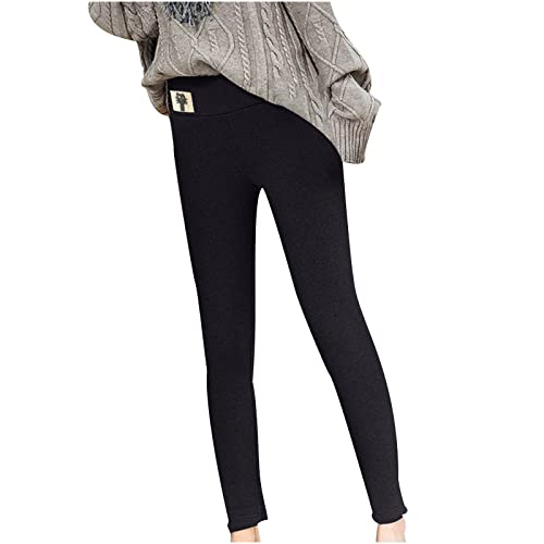 Thermoleggings Damen Gefüttert Lamb Frauen Warme Schlanke Hose Winter Lamm Plüsch Jogginghose Verdickte Teddy Fleece Jogginghose Hohe Taille Übergroße Leggings Für Frauen Lässige Lang Yogahose von Luadnysin