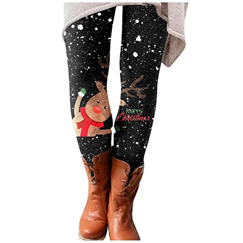 Weihnachten Damen Leggings Weihnachtsleggins Winter Slim Skinny Stretch Tights Weihnachtsmann Weihnachts Hose Leggins mit Muster Reitleggings Reithose Yoga-Hose für Frauen Knöchelhose Stiefelhose von Luadnysin