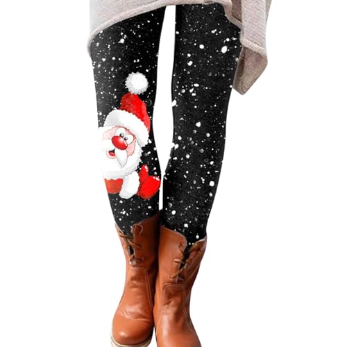 Weihnachten Damen Leggings Weihnachtsleggins Winter Slim Skinny Stretch Tights Weihnachtsmann Weihnachts Hose Leggins mit Muster Reitleggings Reithose Yoga-Hose für Frauen Knöchelhose Stiefelhose von Luadnysin