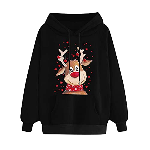 Weihnachten Pullover Damen, Merry Christmas Sweater Ugly Rentier Muster Hoodie Weihnachtspulli Teenager Mädchen Kapuzenpullover Bluse Tops Weihnachten Basic Weihnachtspullover Weihnachten Pullover von Luadnysin