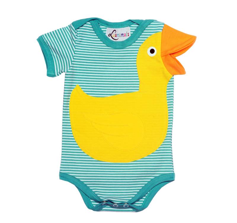 Baby Body Luanimals Ente Emma in Türkis Gelb Aus Gemütlichem Und Pflegeleichtem Baumwoll-Jersey von Luanimals