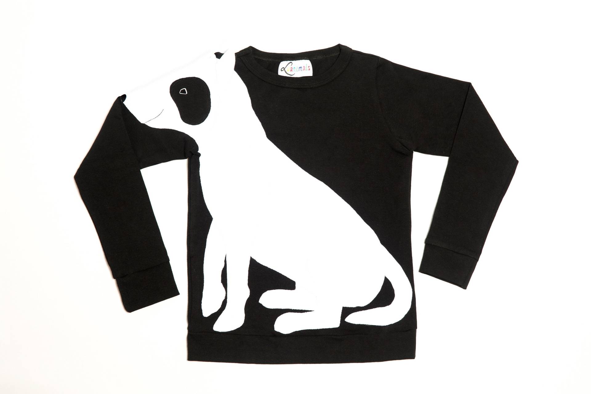 Kinderpullover Aus Baumwoll-Jersey Mit Bullterrier Hundemotiv Von Luanimals Schwarz Weiss von Luanimals