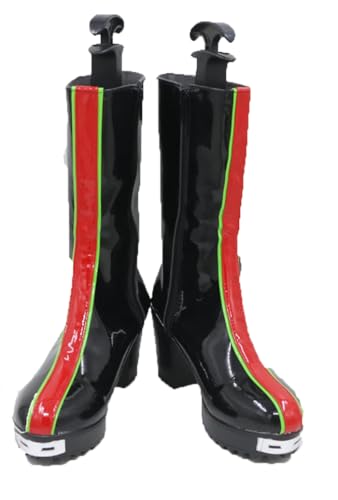 Frauen Rumi Cosplay Shoes K Pop Demon Hunters Kostüm Leather Boots Idol Zoey Mira Golden Outfit für Halloween Zubehör (Black Red, Erwachsene, 41, Numerisch, EU Schuhgrößensystem, M) von Luascxu