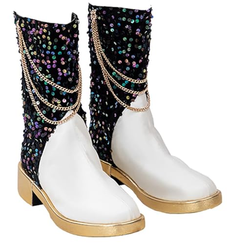 Kpop Demon Hunters Rumi Cosplay Shoes Frauen Zoey Leather Shoes Mira Idol Goldene Boots Halloween Kostüm Outfit (Mira, Erwachsene, 38, Numerisch, EU Schuhgrößensystem, M) von Luascxu
