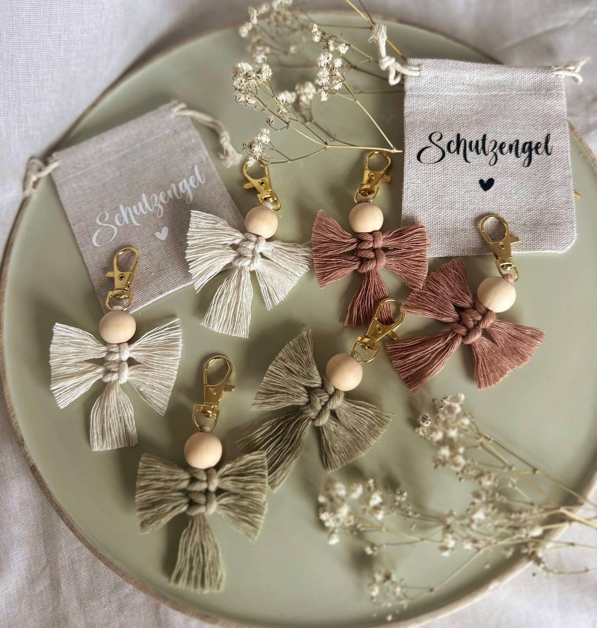 Schlüsselanhänger Schutzengel Makramee Geschenkbeutel Mit Aufschrift Geschenkidee von LubaByKira