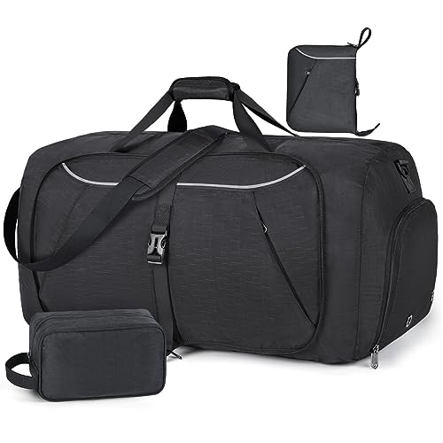 Faltbare Reisetasche 65L 80L 100L Große Leichte Sporttasche mit Schuhfach für Herren Damen Weekender Tasche Reisegepäcktasche für Reisen,Gym, Urlaub und Camping,Grau von Lubardy