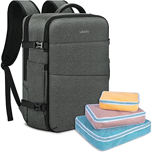 Lubardy 40L Laptop Rucksack Herren Wasserdicht 17.3 Zoll mit 3 Aufbewahrungstaschen Reiserucksack für Arbeit Schule Wochenende Reise Grau von Lubardy