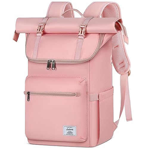 Lubardy Rolltop Rucksack Herren Damen Wasserdicht Rucksack Herren Laptop Rucksack 17,3 Zoll mit USB-Lochung Schulrucksack Daypacks für Uni Arbeit Reisen Freizeit von Lubardy