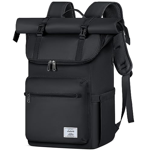 Lubardy Rolltop Rucksack Herren Damen Wasserdicht Rucksack Herren Laptop Rucksack 17,3 Zoll mit USB-Lochung Schulrucksack Daypacks für Uni Arbeit Reisen Freizeit von Lubardy