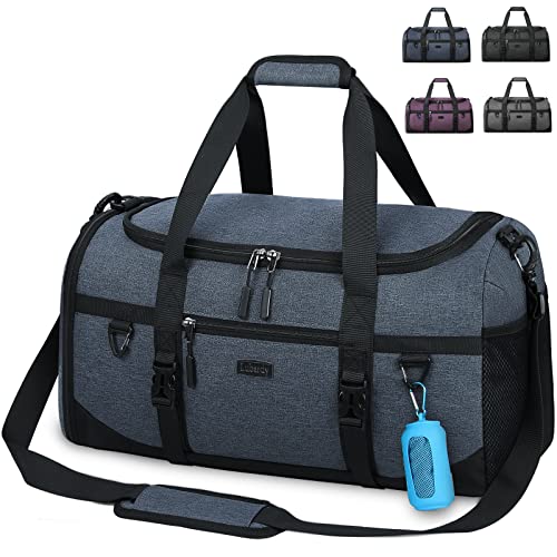 Lubardy Sporttasche Reisetasche Groß 40L Wasserdicht mit Sporthandtuch Schuhfach Nassfach Weekender Schwimmtasche Trainingstasche Damen Herren Gym Bag Blau von Lubardy