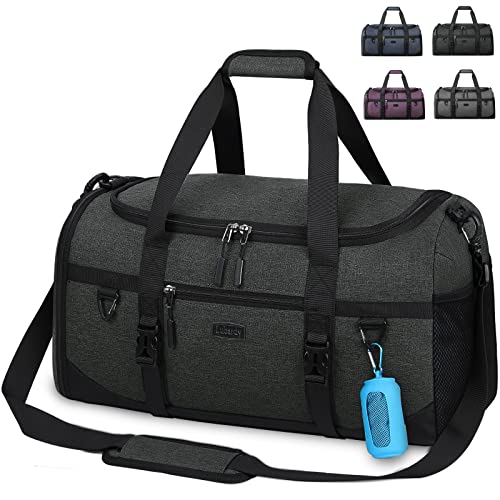 Lubardy Sporttasche Reisetasche Groß 40L Wasserdicht mit Sporthandtuch Schuhfach Nassfach Weekender Schwimmtasche Trainingstasche Damen Herren Gym Bag Schwarz von Lubardy