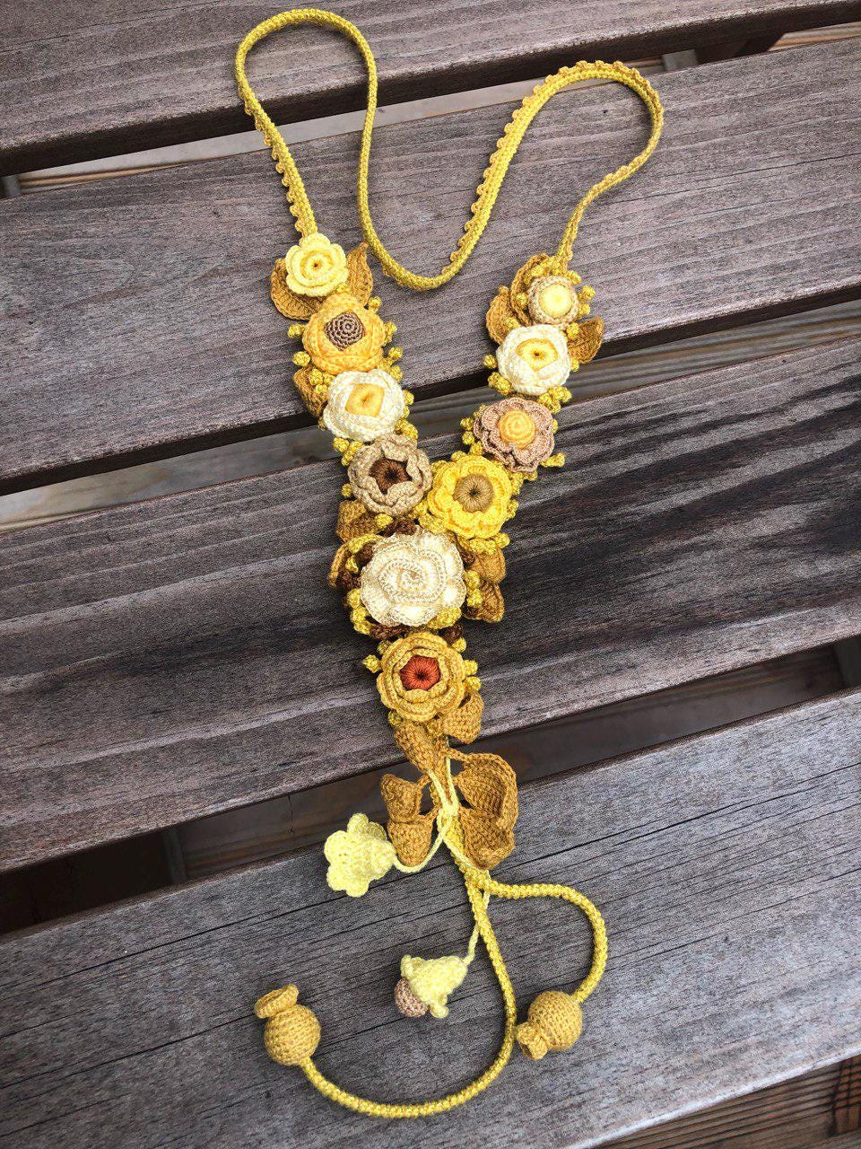 Gehäkelte, Handgefertigte Halskette, Kette, Schmuck, Baumwolle, Unikat, Stoffkette von LubasChrocheteria