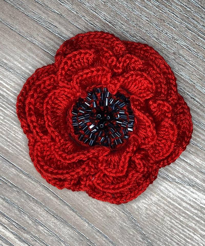 Gehäkelte, Grosse Brosche, Häkelbrosche, Handgefertigt, Baumwolle, Unikat, Kunsthandwerk, Schmuck, Blume von LubasChrocheteria