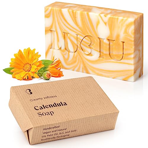 lubiu Ringelblumen Seife Stück - 100g Naturseife als Duschseife Männer, Frauen und Handseife Fest - auch Kinderseife - Handgemachte Seife Fest lubiu Ringelblumen Seife Stück - 100g Naturseife als Duschseife Männer, Frauen und Handseife Fest - auch Kinderseife - Handgemachte Seife Fest von lubiu