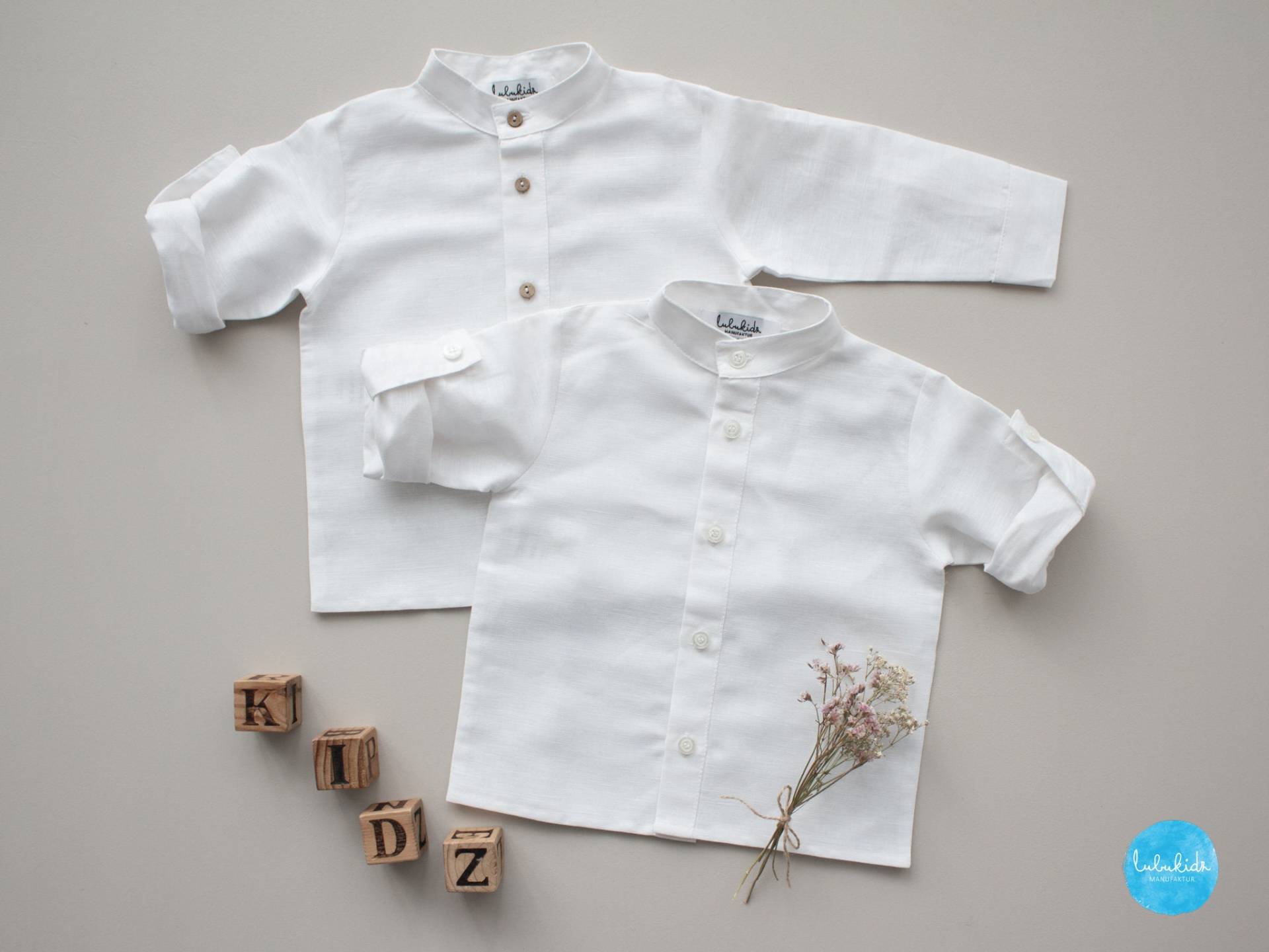 Baby Jungen Hemd Zur Taufe, Hochzeit - Weißes Leinenhemd | Bio Mit Stehkragen von Lubukidz