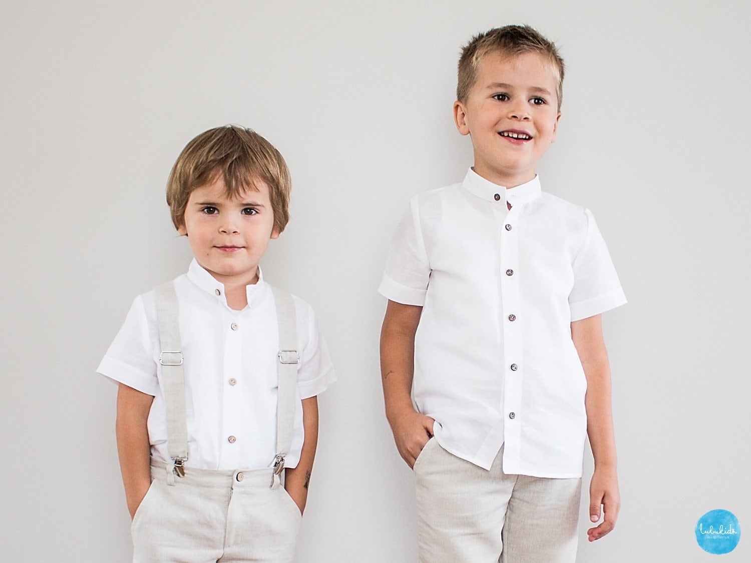 Kinder Leinen Hemd, Baby Taufhemd, Taufoutfit, Outfit Hochzeit - Weißes Hemd | Bio Mit Stehkragen von Lubukidz