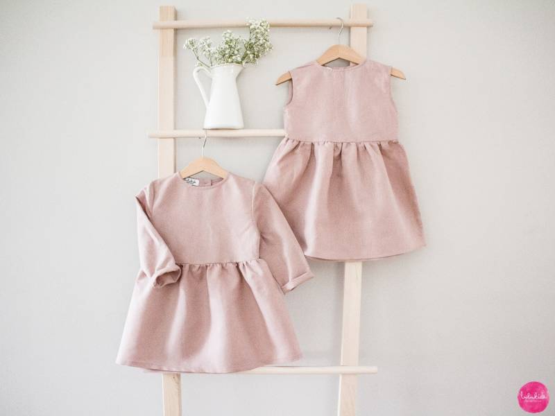 Dusty Pink Mädchen Leinenkleid - Babykleid Mädchenkleid Taufkleid Taufoutfit Blumenmädchenkleid Hochzeitskleid Hochzeitsoutfit von Lubukidz