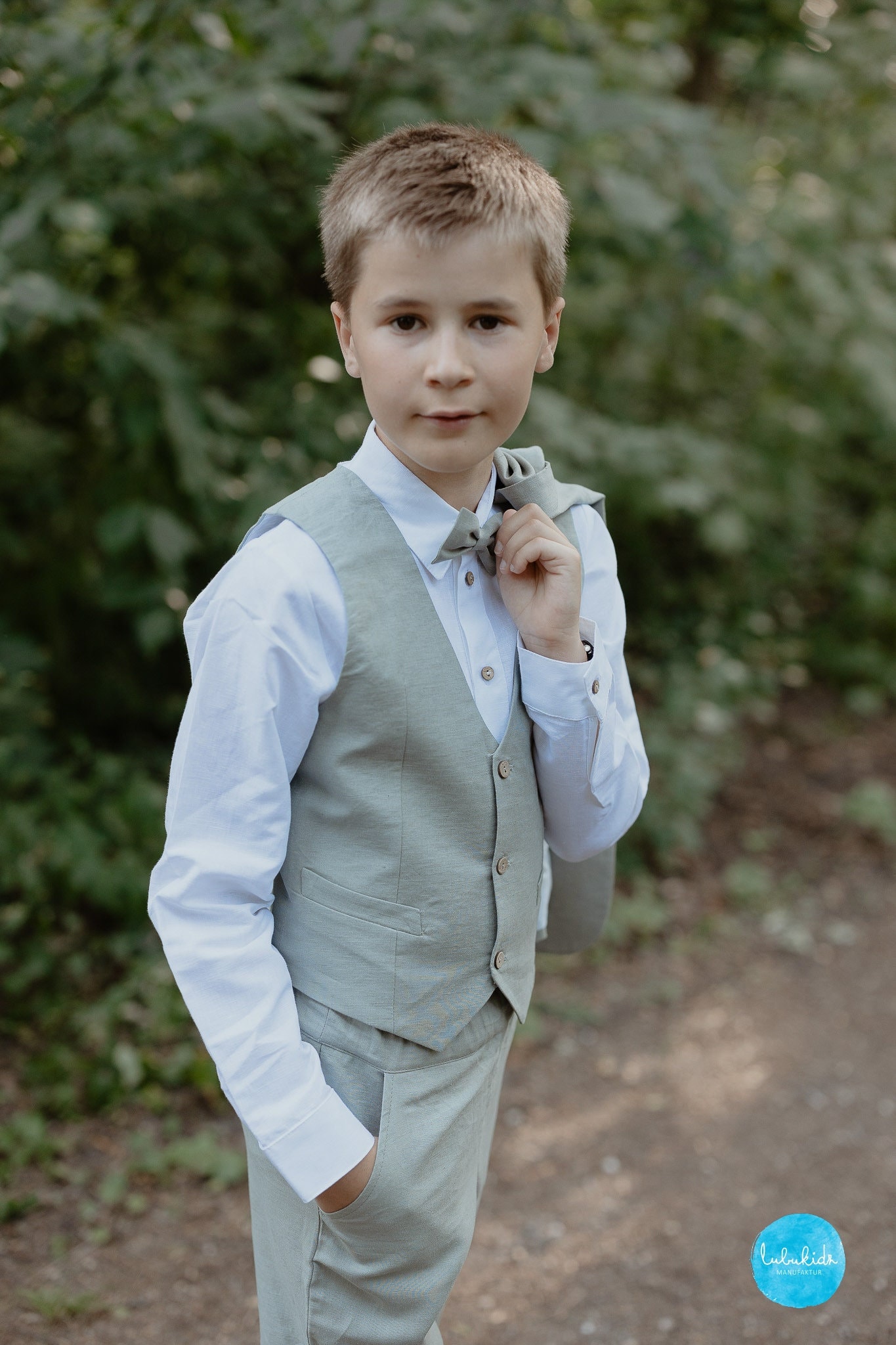 Jungen Slim Fit Leinen Weste Für Anzug, Kommunion, Konfirmation, Hochzeit von Lubukidz