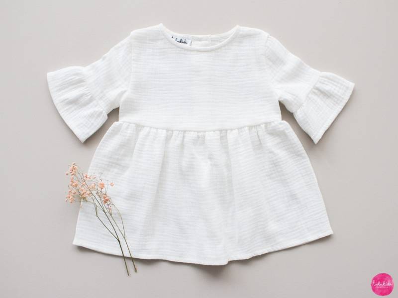 Babykleid Mädchenkleid Weißes Taufkleid Taufoutfit Blumenmädchenkleid Sommerkleid Musselinkleid | Bio-Baumwolle Mit Volantärmeln von Lubukidz