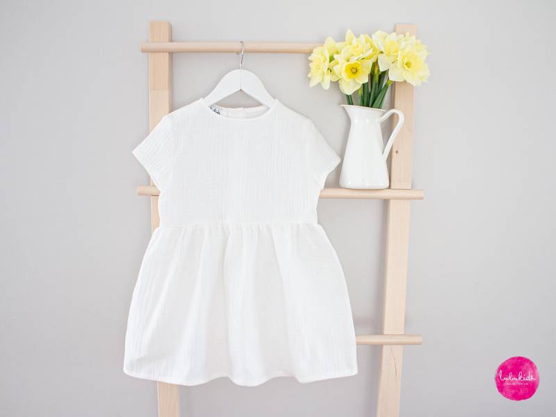 Sale Gr. 104 - Musselin Mädchenkleid, Musselinkleid Baumwollkleid | Bio von Lubukidz