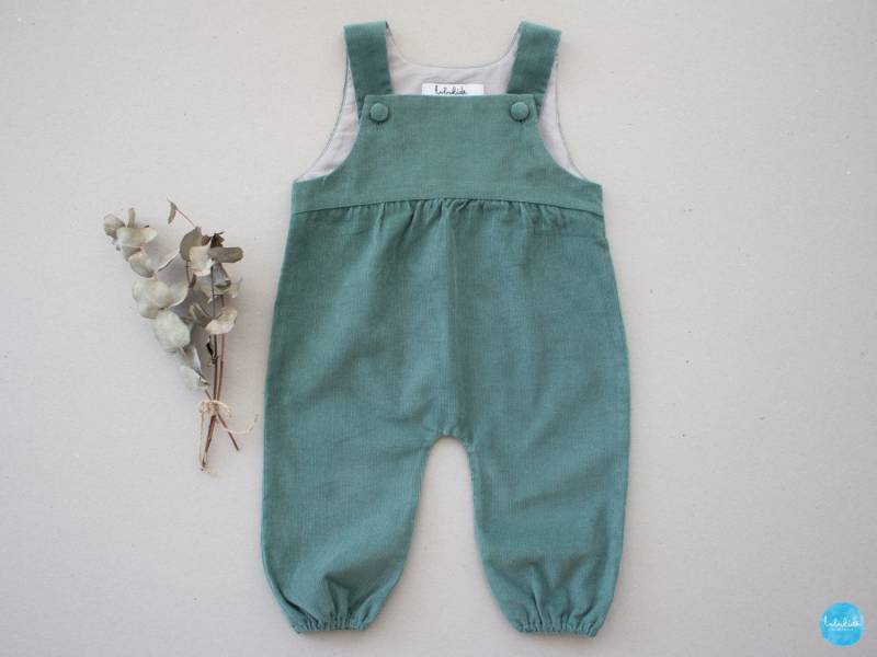 Sale - Gr. 74 Baby Jungen Grüne Cord Latzhose, Strampler, Overall, Spieler, Jumpsuit Taufoutfit, Taufkleidung, Hochzeitsoutfit von Lubukidz