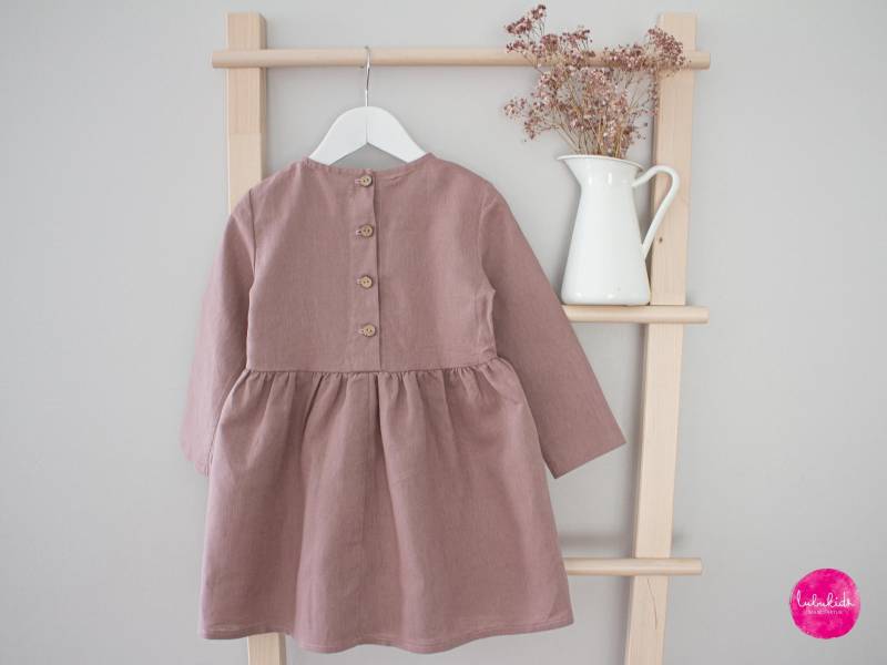 Sale Gr. 98 Old Rose Mädchen Leinenkleid, Blumenmädchen Kleid, Leinen Kinderkleid von Lubukidz