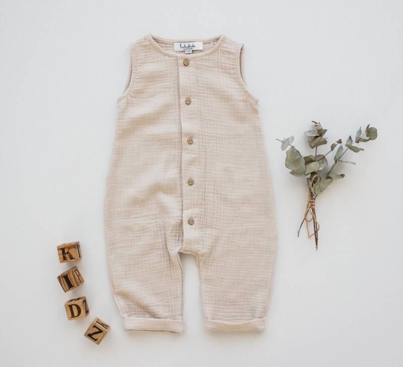 Baby Jungen Musselin | Bio-Baumwolle Strampler, Overall, Spieler, Latzhose - Taufoutfit, Sommeroutfit, Geschenk Zur Geburt, Taufanzug von Lubukidz