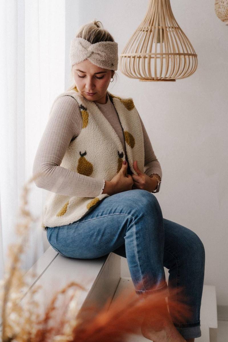 Kuschelige Teddy-Weste Für Kinder Und Damen | Birne - Look, Innen Musselin Größen Xs-Xxl| Handmade von LubuschkoHandmade