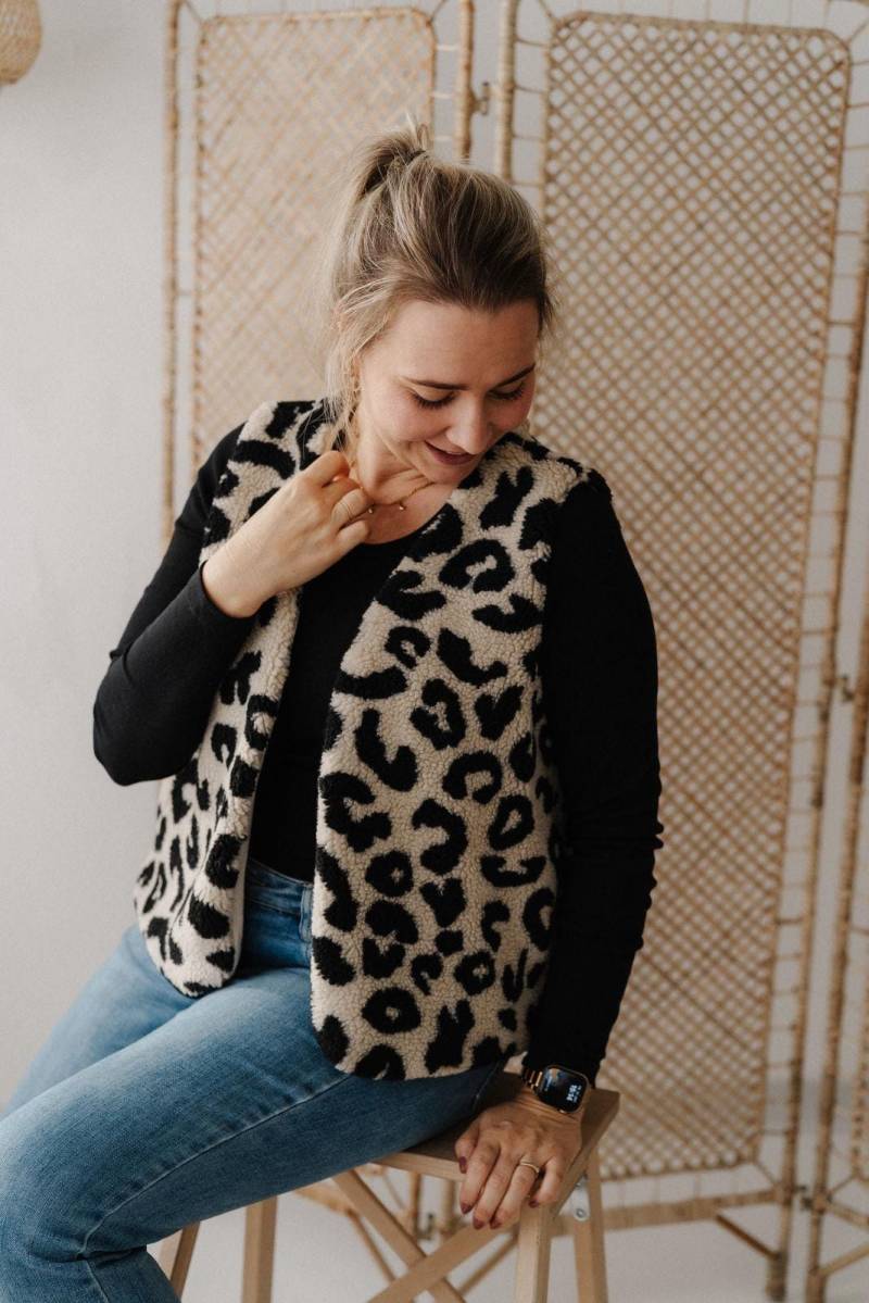 Kuschelige Leo Teddy-Weste Für Kinder Und Damen | Leo-Look, Innen Musselin Größen 86-152 Xs-Xxl Handmade von LubuschkoHandmade