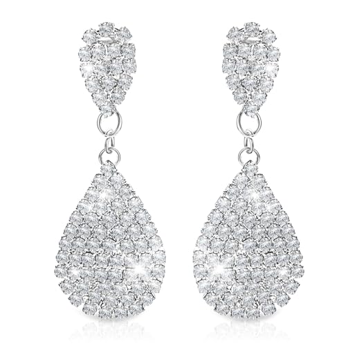 2 Stück Strass Stretch Armbänder,LucBuy Funkelnder Diamant-Tennisarmreif,Silberner Kristallfunkelnder Stapelbarer Brautarmband Schmuck,Glänzendes Hochzeitsfest-Gummiband-Armband für Frauen und Mädchen von LucBuy