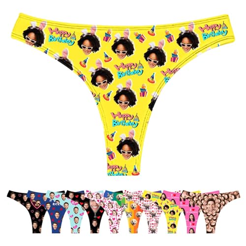 LucBuy Benutzerdefinierte Tangas mit Gesichtsfotos, Lustiger Personalisierte Unterwäsche Individuelle Tangas, Neuartige Bikini Slips als Geschenk zum Valentinstag und Geburtstag (A112) von LucBuy