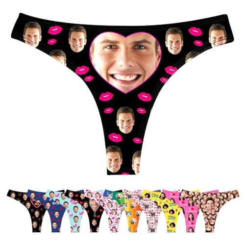 LucBuy Benutzerdefinierte Tangas mit Gesichtsfotos, Lustiger Personalisierte Unterwäsche Individuelle Tangas, Neuartige Bikini Slips als Geschenk zum Valentinstag und Geburtstag (A136) von LucBuy