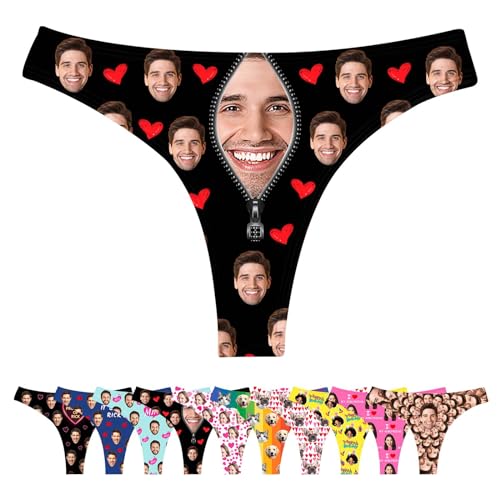 LucBuy Benutzerdefinierte Tangas mit Gesichtsfotos, Lustiger Personalisierte Unterwäsche Individuelle Tangas, Neuartige Bikini Slips als Geschenk zum Valentinstag und Geburtstag (A57) von LucBuy