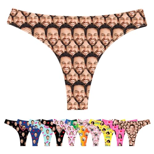 LucBuy Benutzerdefinierte Tangas mit Gesichtsfotos, Lustiger Personalisierte Unterwäsche Individuelle Tangas, Neuartige Bikini Slips als Geschenk zum Valentinstag und Geburtstag (A63) von LucBuy