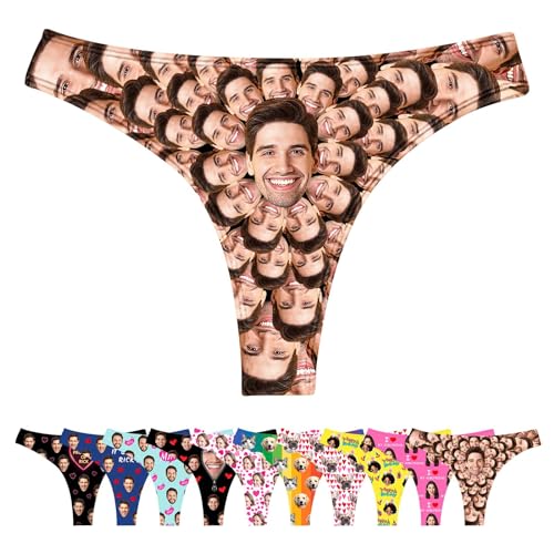 LucBuy Benutzerdefinierte Tangas mit Gesichtsfotos, Lustiger Personalisierte Unterwäsche Individuelle Tangas, Neuartige Bikini Slips als Geschenk zum Valentinstag und Geburtstag (A68) von LucBuy