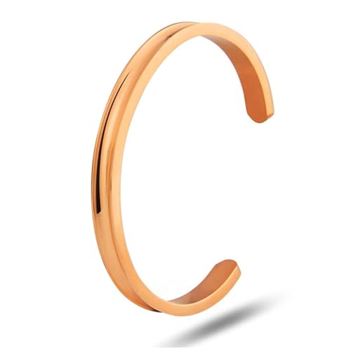 LucBuy Edelstahl Armband, Verstellbare Haargummi-Armreifen mit Rillen, Hochglanzpolierte Armreifen, Schmuck für Frauen und Männer (A3) von LucBuy