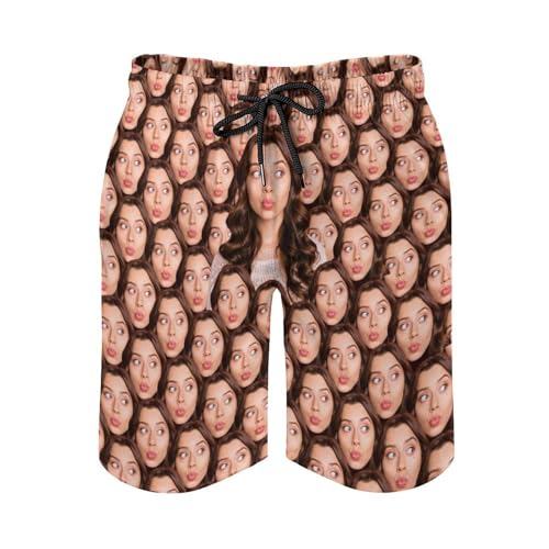 LucBuy Personalisierte Badehose, Hawaiianische Sommer-Strandshorts mit lustigen Fotos, Neuartige Tropische Blumen-Bademode mit Netzfutter, Urlaubs-Boardshorts mit Tasche (Stil 25) von LucBuy